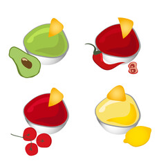 Set of dishes with different sauces, great design for any purpose.