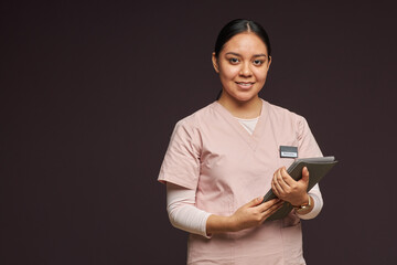 Social worker in uniform with folder