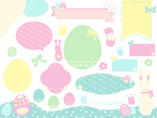 てがきでかわいいイースターのあしらいとフレームセット