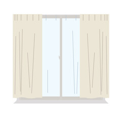 ビニールのカーテンで外の冷気を遮るイメージのベクターイラスト