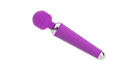 4k Resolution Video: Lilac Dildo Vibrator Sex Toy. Seamless Looped Rotating and Vibrating on a white background with Alpha Matte