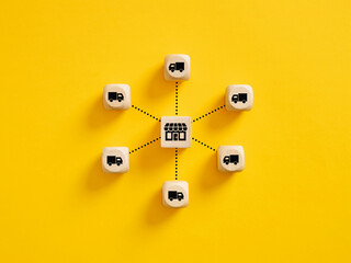 Concept of logistics, distribution channel, delivery or global cargo.