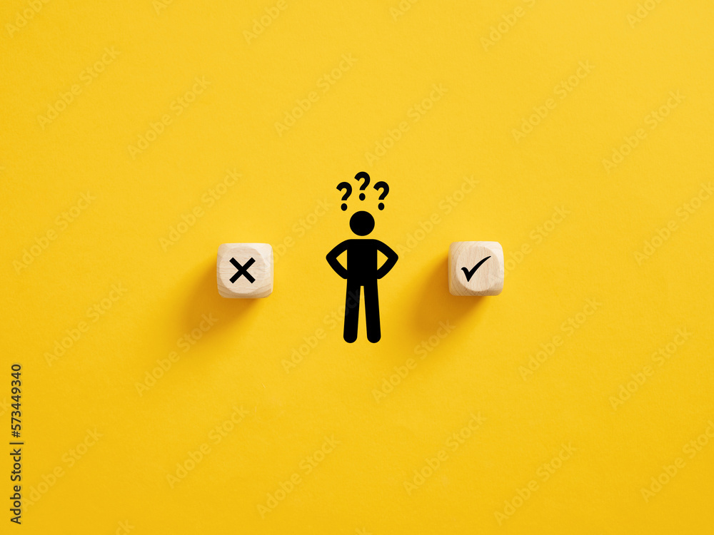Wall mural decision making and choosing between the right and wrong. confusion about to accept or to reject. st