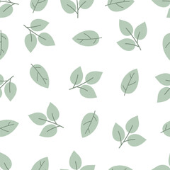 seamless pattern with leaves. season. vector flat style. hand drawing. design for fabric, textile, print, wrapper