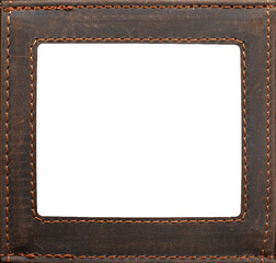 1 to 1 ID card holder leather cover frame with empty space isolated on white.