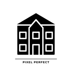 Detached house black glyph icon. Stand alone home. Single family residence. Purchase property. Real estate. Silhouette symbol on white space. Solid pictogram. Vector isolated illustration