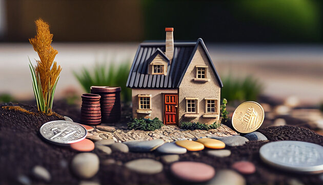 Home loan and mortgage, house builded on coind, build your dream, generative ai