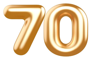 Fototapeta premium number 70 gold balloon with Generative AI