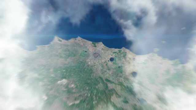 From Space To Rome Italy Colosseum Earth Zoom in 3d animation