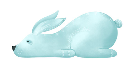 Nice lazy bunny. Rabbit isolated on a white background