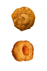 Homemade almond cookies on white background