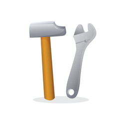 wrench and hammer isolated vector illustration

