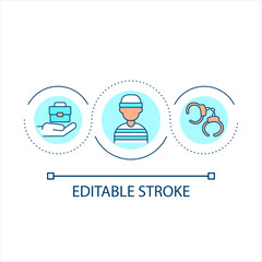 Chance to get job for ex prisoners loop concept icon. Inclusive employment strategy abstract idea thin line illustration. Isolated outline drawing. Editable stroke. Arial font used