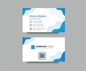 blue white Business card concept -Vector design layout . Modern , Creative and Clean Business Card Template.