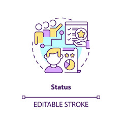 Status concept icon. Competitive activities. Game mechanics in gamification abstract idea thin line illustration. Isolated outline drawing. Editable stroke. Arial, Myriad Pro-Bold fonts used