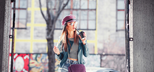 stylish girl with coffee