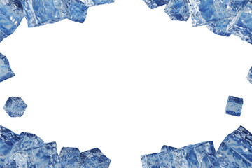 3d rendering. Realistic ice cubes background