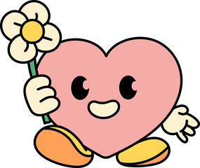 Comic heart 70s groovy vector