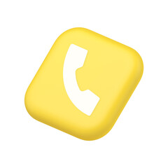 Helpline hotline call center phone handset squared button symbol website icon 3d rendering