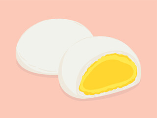 Steamed cream custard bun, Dim sum or Salapao, Food hand drawn, vector illustration.