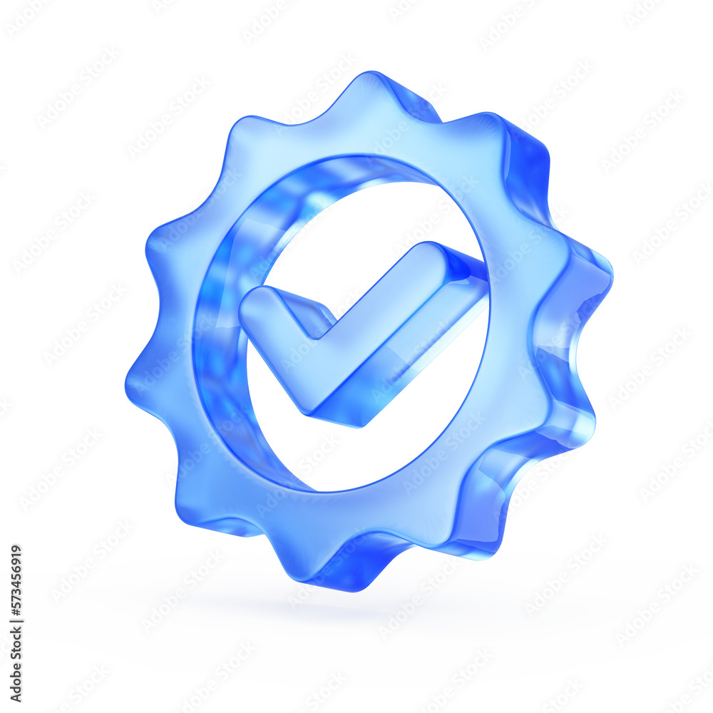 Fototapete check mark with star shape isolated on white background. approved, verification icon.