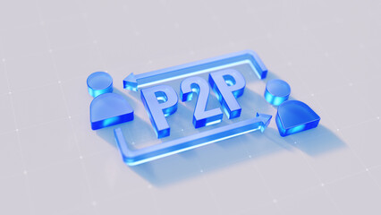 Peer to peer p2p network icon - 3d rendering