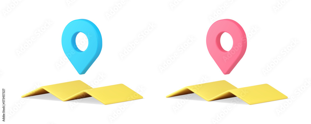 Poster gps map pin cartography location pointer navigation for check distance 3d icon set realistic vector