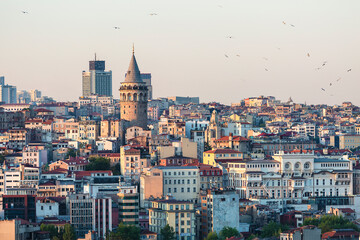 View of the European part of Istanbul with the Galata tower. Turkey