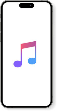 Apple music. App music. App interface template on Apple iPhone mockup. Kyiv, Ukraine - February 20, 2023