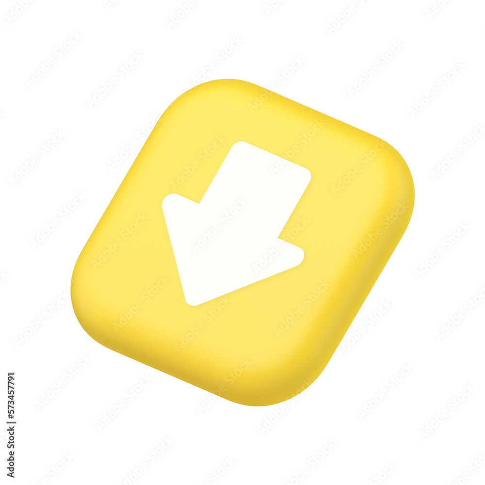 Poster arrow down button keyboard navigation pointer cyberspace downloading web app 3d isometric icon