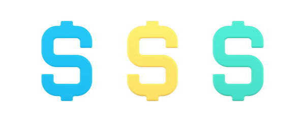 Dollar USD American currency exchange symbol banking bill financial cash money 3d icon set vector
