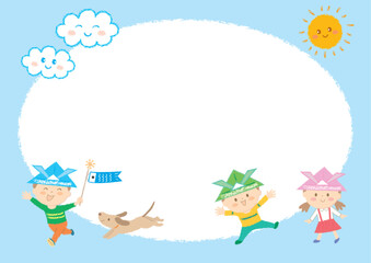 子どもが遊んでいる「子どもの日」のフレーム