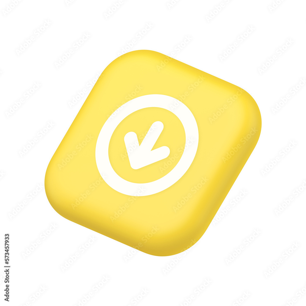 Poster down arrow circle frame button web interface pointer navigation app symbol website icon 3d rendering