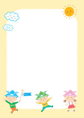 子供が遊んでいる「子どもの日」のフレーム