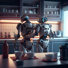Fototapeta premium Robots acting like humans, created with Generative AI technology