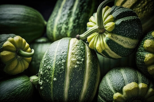 Premium Close up view of Zucchini. Generative AI.