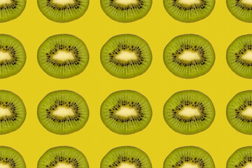 Seamless pattern with kiwi fruit slices
