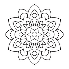 Easy Mandalas Flower Design. Elegant Simple mandala page intricate lines patterns wall art, invitations, branding,  designs, basic mandalas Coloring Book
