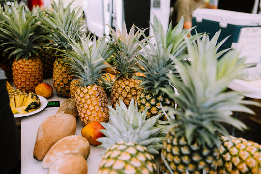 Pineapples for sale at Kauai farmers market