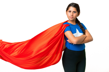Super Hero girl over isolated chroma key background