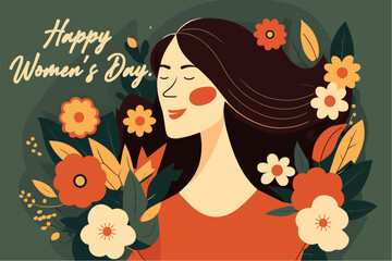 Flat Illustration, greeting to the happy Women's Day