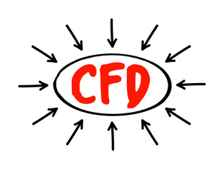 CFD Contract For Difference -  financial contract that pays the differences in the settlement price, acronym text with arrows