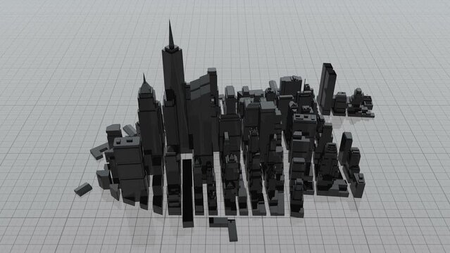 Architecture Blueprint City Background 3D Video Animation