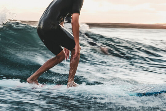Longboard surfer in sea