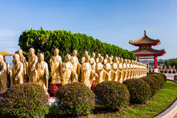 View of the giant Buddha statues at Fo Guang Shan in Kaohsiung, Taiwan. It is one of the famous...