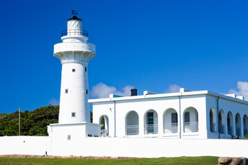Beautiful view of Eluanbi Lighthouse in Kenting National Park, Pingtung, Taiwan. it's one of Taiwan's famous attractions.