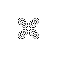 Dollar token icon isolated on white background. 