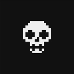 Human skull pixel art icon, isolated on white background vector illustration. 8-bit sprite.Design stickers, logo, mobile app, embroidery.