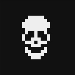 Human skull pixel art icon, isolated on white background vector illustration. 8-bit sprite.Design stickers, logo, mobile app, embroidery.