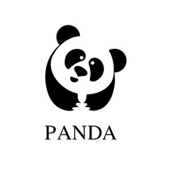 Panda silhouette in simple flat style. Vector illustration for design.